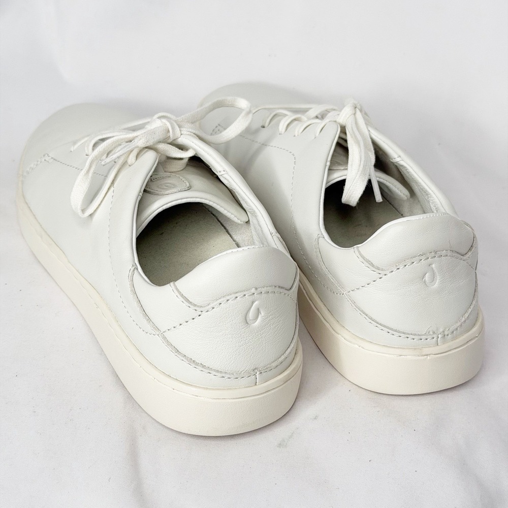 Olukai Pehuea Li 'Ili Womens Size 10 White Leather Low Top Beach Sneakers Shoes - Picture 5 of 9